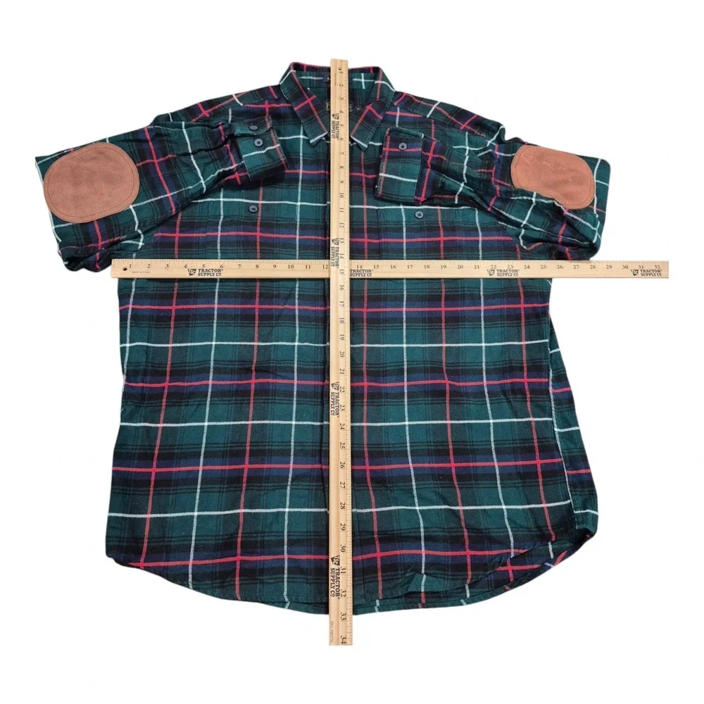 Pendleton Hawthorne Long Sleeve Button Plaid Flannel Shirt Elbow Patch Men's‎ XL